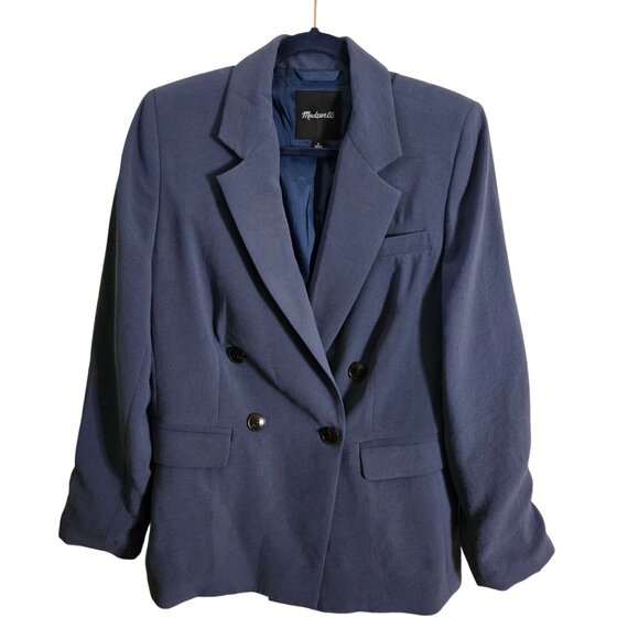 Madewell Rosedale Blazer Crepe Nighttime Blue Double Breasted 2023 Size 8 - Picture 2 of 11